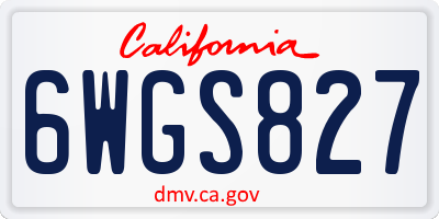CA license plate 6WGS827