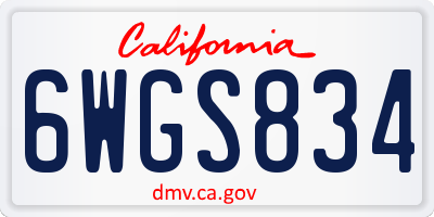 CA license plate 6WGS834
