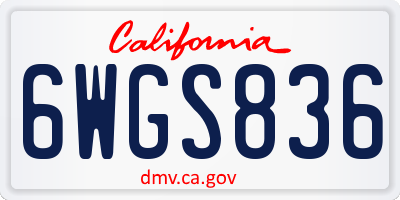 CA license plate 6WGS836