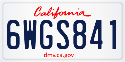 CA license plate 6WGS841