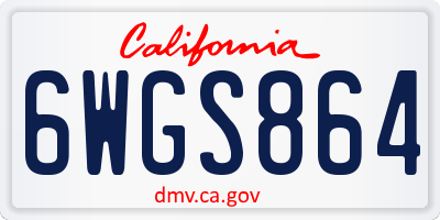 CA license plate 6WGS864