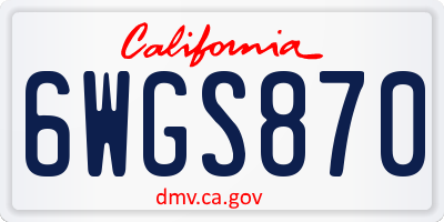 CA license plate 6WGS870