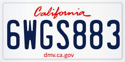 CA license plate 6WGS883