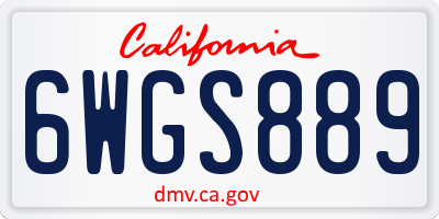 CA license plate 6WGS889