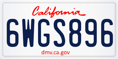 CA license plate 6WGS896