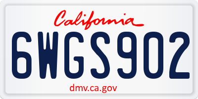 CA license plate 6WGS902