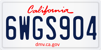 CA license plate 6WGS904