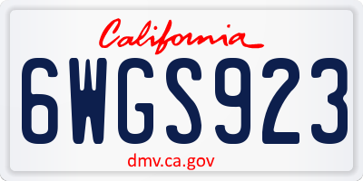 CA license plate 6WGS923
