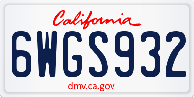 CA license plate 6WGS932