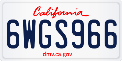 CA license plate 6WGS966
