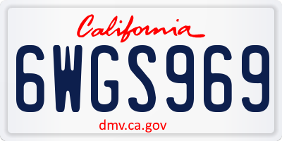 CA license plate 6WGS969