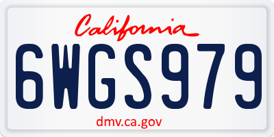 CA license plate 6WGS979