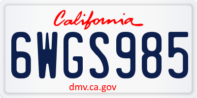 CA license plate 6WGS985