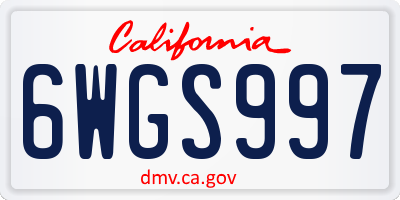CA license plate 6WGS997