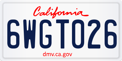 CA license plate 6WGT026