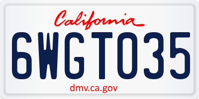 CA license plate 6WGT035