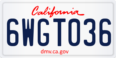CA license plate 6WGT036