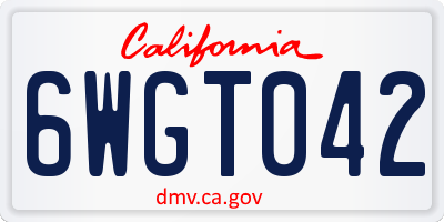 CA license plate 6WGT042