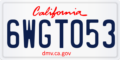 CA license plate 6WGT053