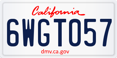 CA license plate 6WGT057