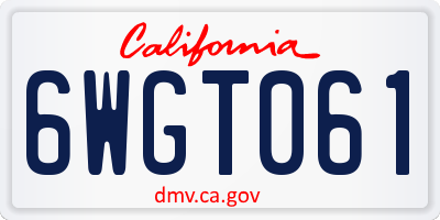 CA license plate 6WGT061