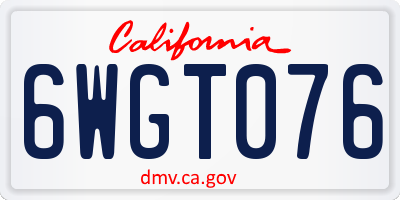 CA license plate 6WGT076