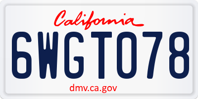 CA license plate 6WGT078