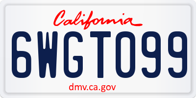 CA license plate 6WGT099