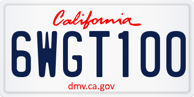 CA license plate 6WGT100