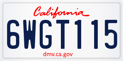 CA license plate 6WGT115