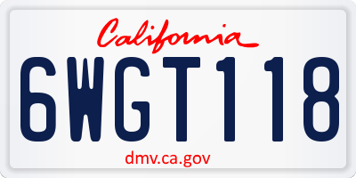 CA license plate 6WGT118
