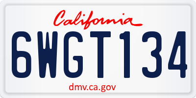 CA license plate 6WGT134