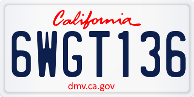 CA license plate 6WGT136