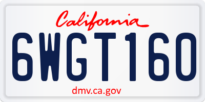 CA license plate 6WGT160