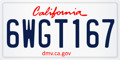 CA license plate 6WGT167