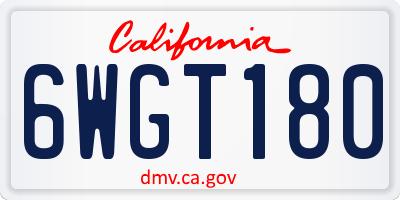 CA license plate 6WGT180