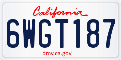 CA license plate 6WGT187