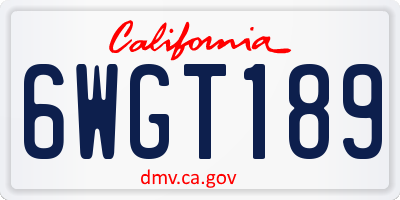 CA license plate 6WGT189