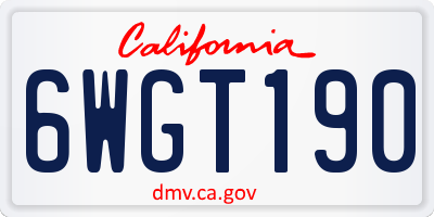 CA license plate 6WGT190