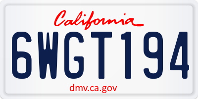 CA license plate 6WGT194