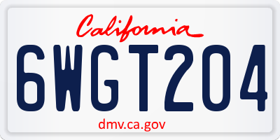 CA license plate 6WGT204