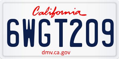 CA license plate 6WGT209