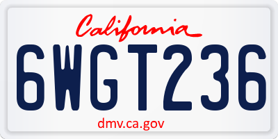 CA license plate 6WGT236