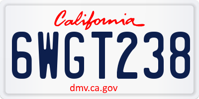 CA license plate 6WGT238