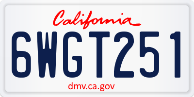CA license plate 6WGT251
