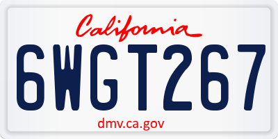 CA license plate 6WGT267