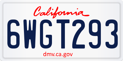 CA license plate 6WGT293