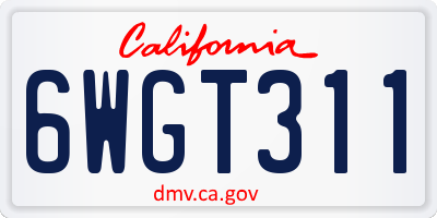 CA license plate 6WGT311