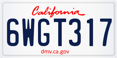 CA license plate 6WGT317