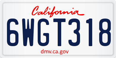 CA license plate 6WGT318